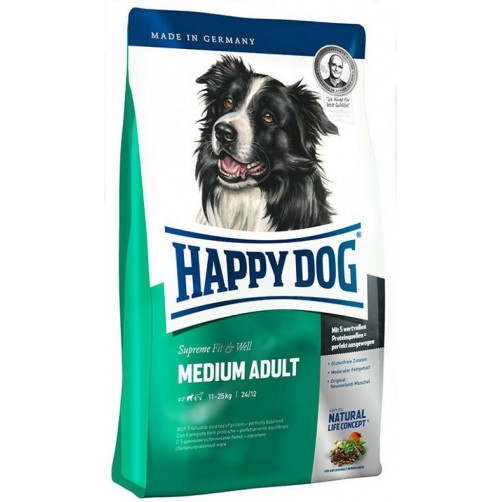 غذای خشک مخصوص سگ های بالغ نژاد متوسط  هپی داگ/ 1 کیلویی/ Happy Dog Adult Medium